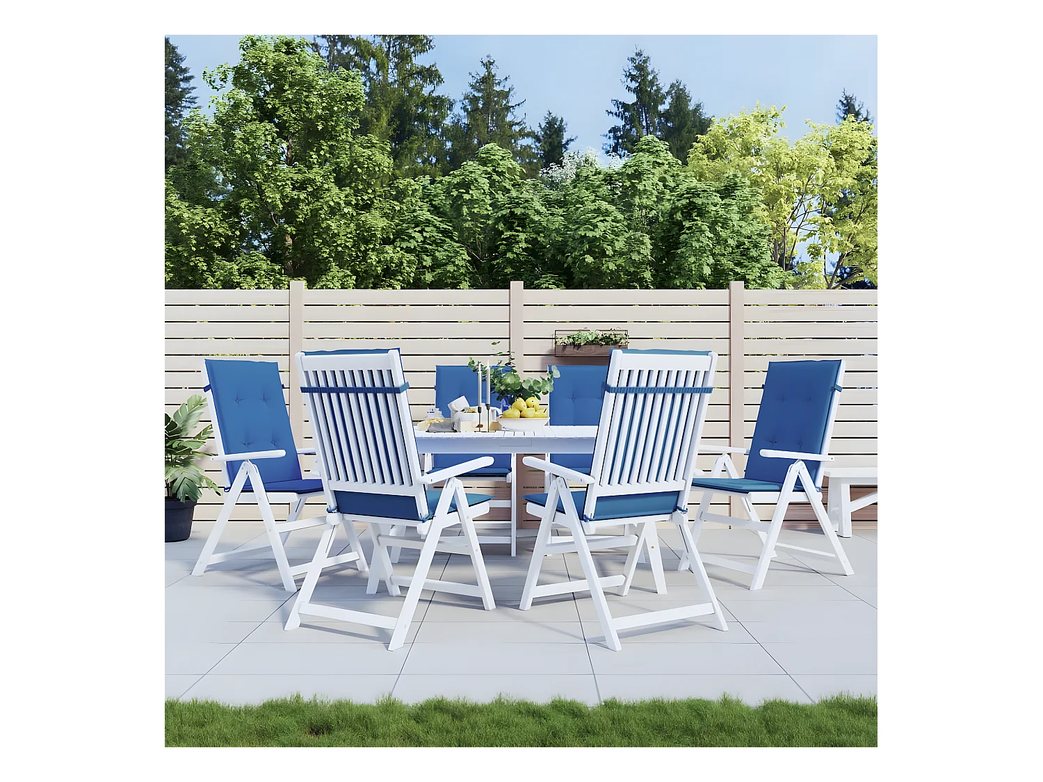 Coussins de chaise de jardin à dossier haut Lot de 6 bleu royal OFR93299