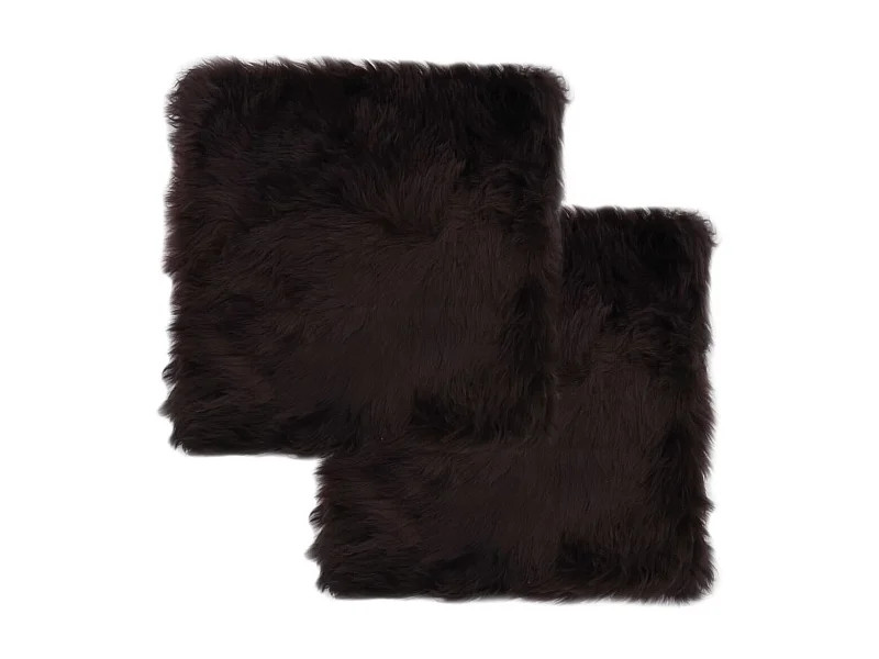 Coussins de chaise 2pcs Marron 40x40cm Peau de mouton véritable OFR72762