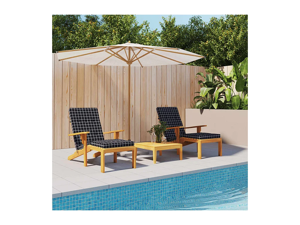 Coussins de chaise longue Lot de 2 noir motif à carreaux OFR92013