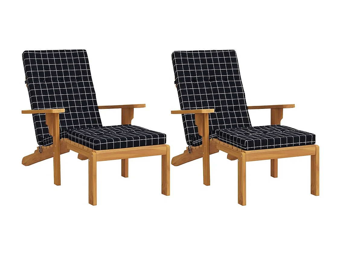 Coussins de chaise longue Lot de 2 noir motif à carreaux OFR92013