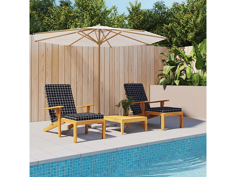 Coussins de chaise longue Lot de 2 noir motif à carreaux OFR92013