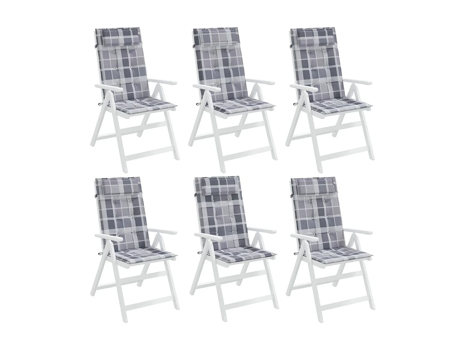Coussins de chaise à dossier haut Lot de 6 carreaux gris OFR31787