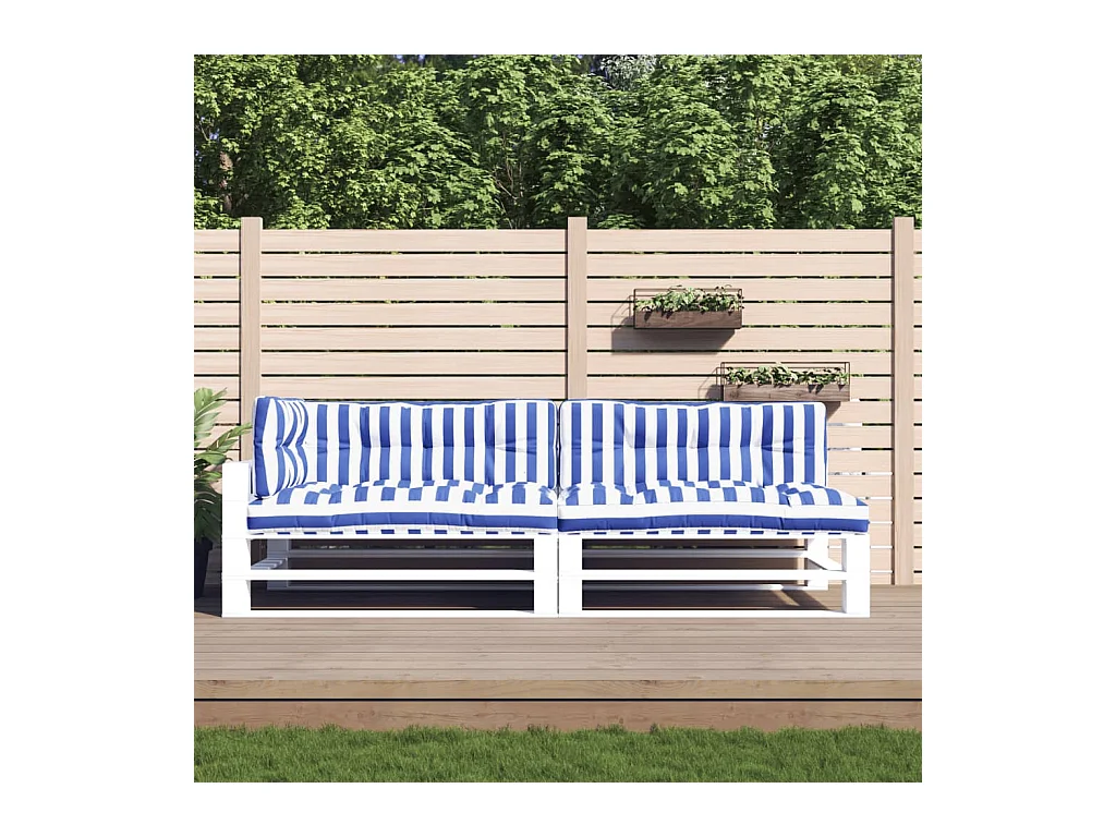 Coussins de palette Lot de 5 rayures bleues et blanches tissu OFR17220