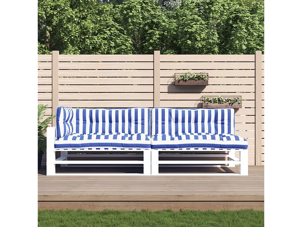 Almofadões p/ paletes 2 pcs tecido riscas azul/branco PT915894