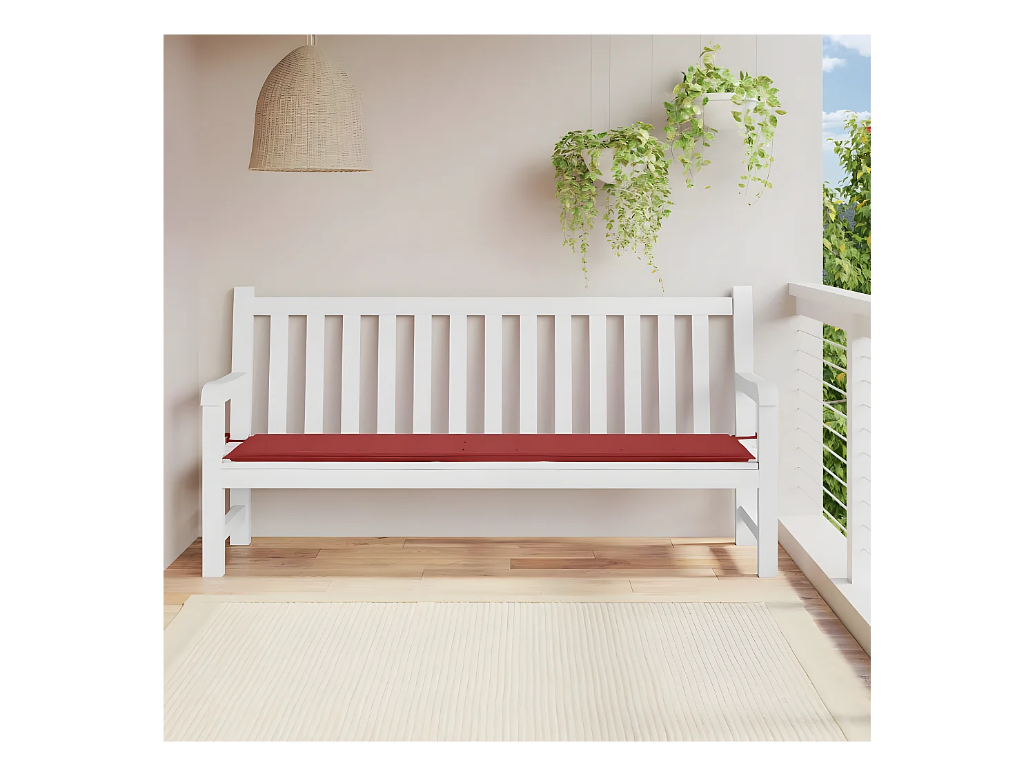 Coussin de banc de jardin rouge bordeaux 200x50x3 cm OFR80157