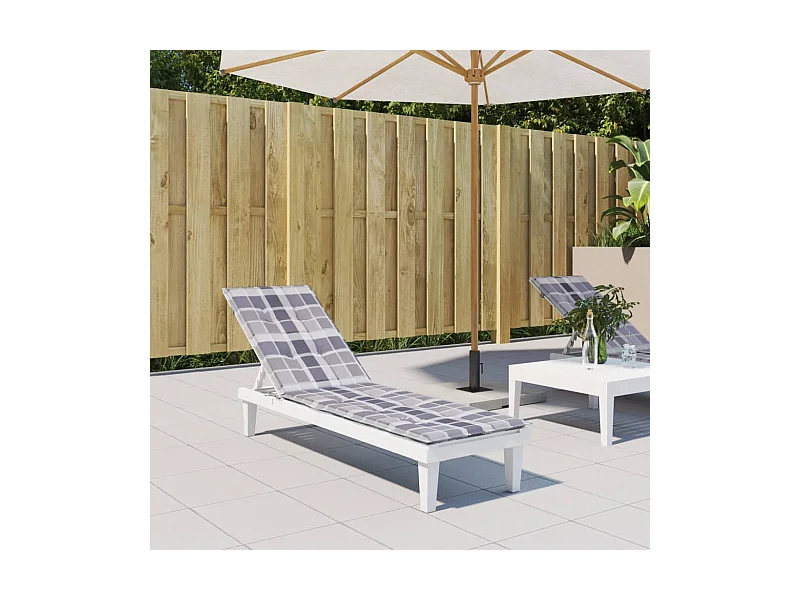 Coussin de chaise de terrasse carreaux gris (75+105)x50x3 cm OFR80128