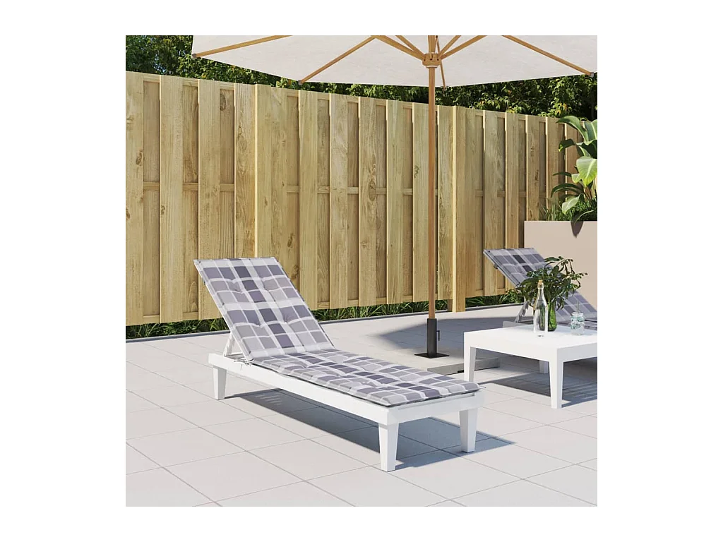 Coussin de chaise de terrasse carreaux gris (75+105)x50x3 cm OFR80128