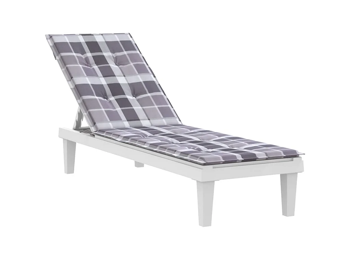 Cojín para tumbona estampado a cuadros grises (75+105)x50x4 cm ES758722