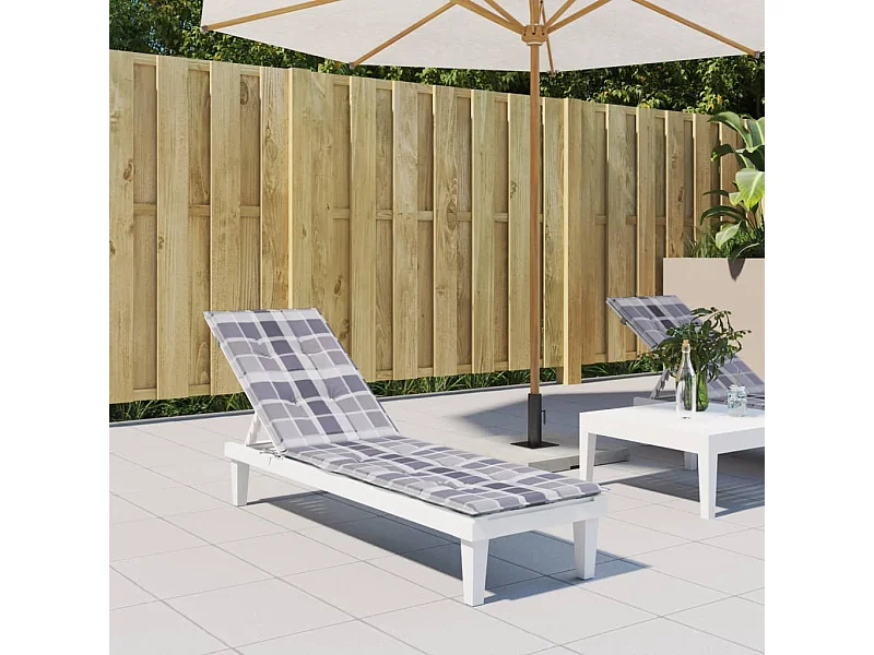 Coussin de chaise de terrasse carreaux gris (75+105)x50x3 cm OFR80128