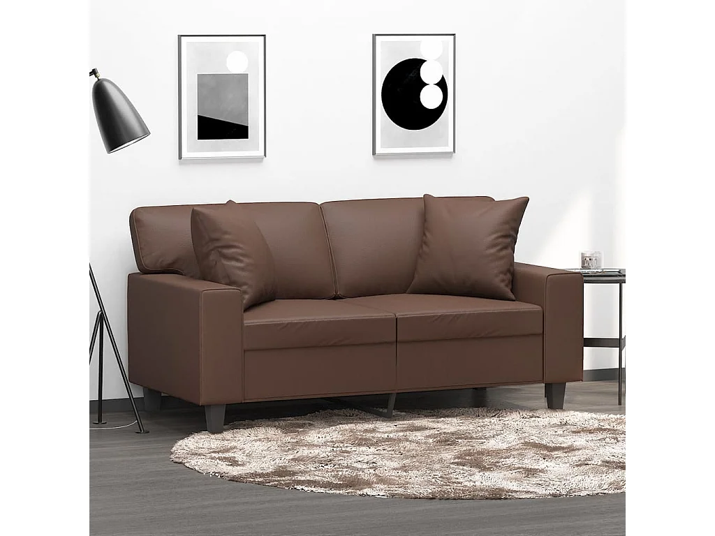 Coussins décoratifs 2 pcs Marron 40x40 cm Similicuir OFR17327