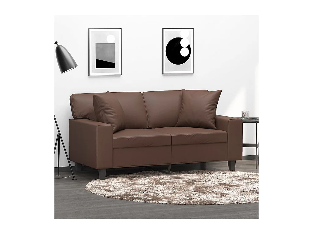 Coussins décoratifs 2 pcs Marron 40x40 cm Similicuir OFR17327