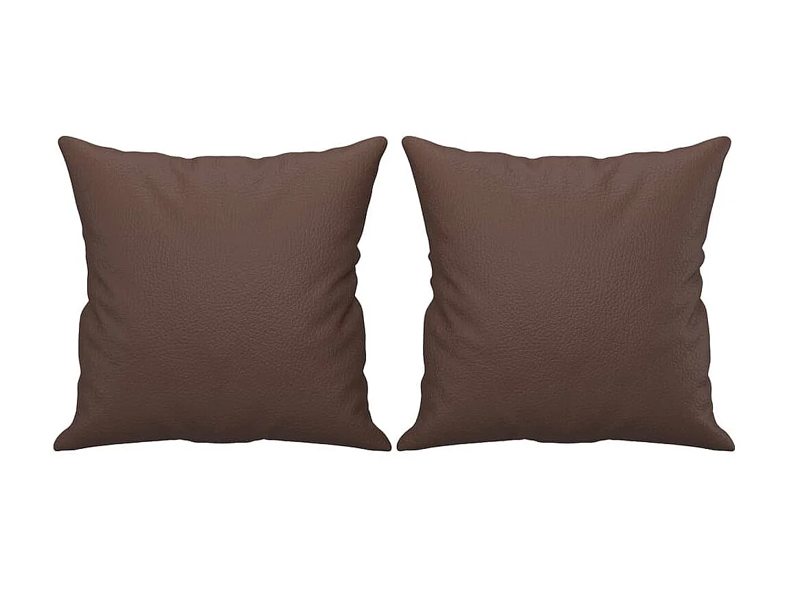 Coussins décoratifs 2 pcs Marron 40x40 cm Similicuir OFR17327
