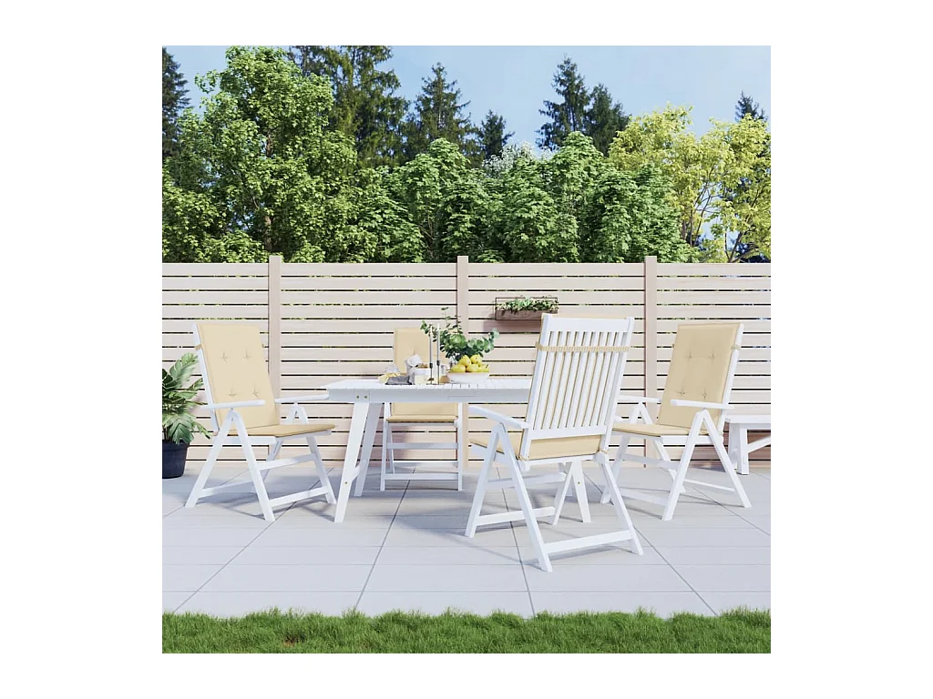 Coussins de chaise de jardin dossier haut Lot de 4 beige tissu OFR35001