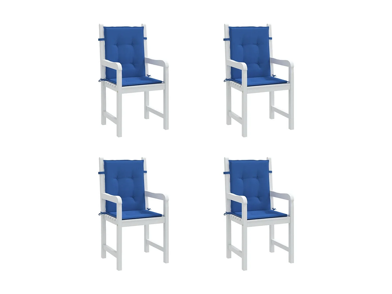 Coussins de chaise de jardin à dossier bas Lot de 4 bleu royal OFR11714
