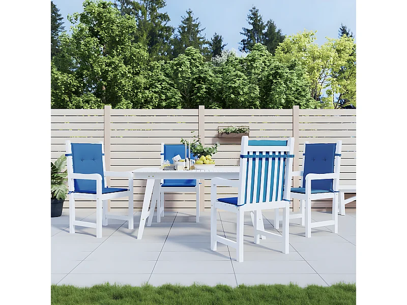 Coussins de chaise de jardin à dossier bas Lot de 4 bleu royal OFR11714