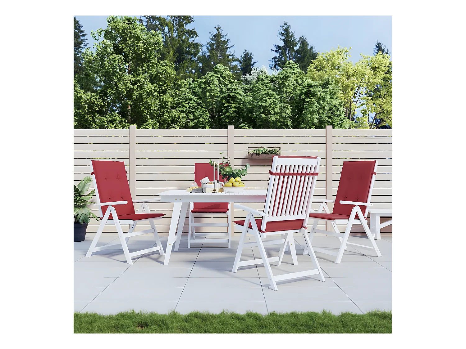 Coussins de chaise de jardin à dossier haut Lot de 4 bordeaux OFR24918