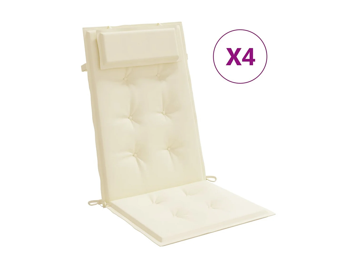 Coussins de chaise à dossier haut Lot de 4 crème tissu oxford OFR30980