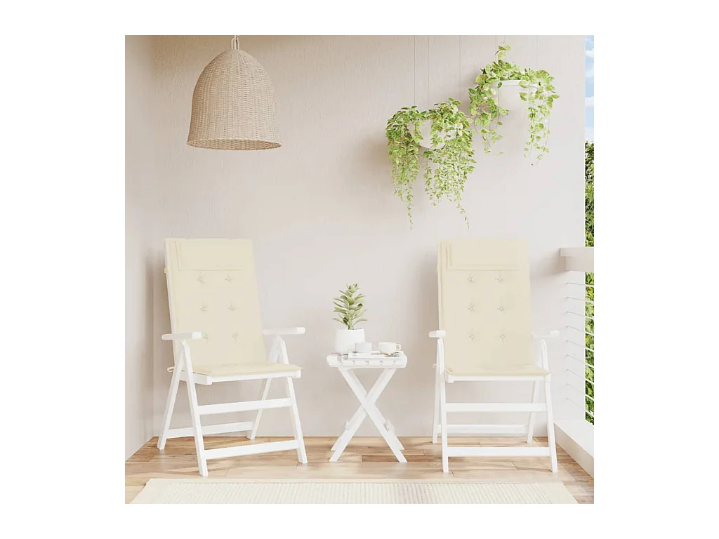 Coussins de chaise à dossier haut Lot de 2 crème tissu oxford OFR35071