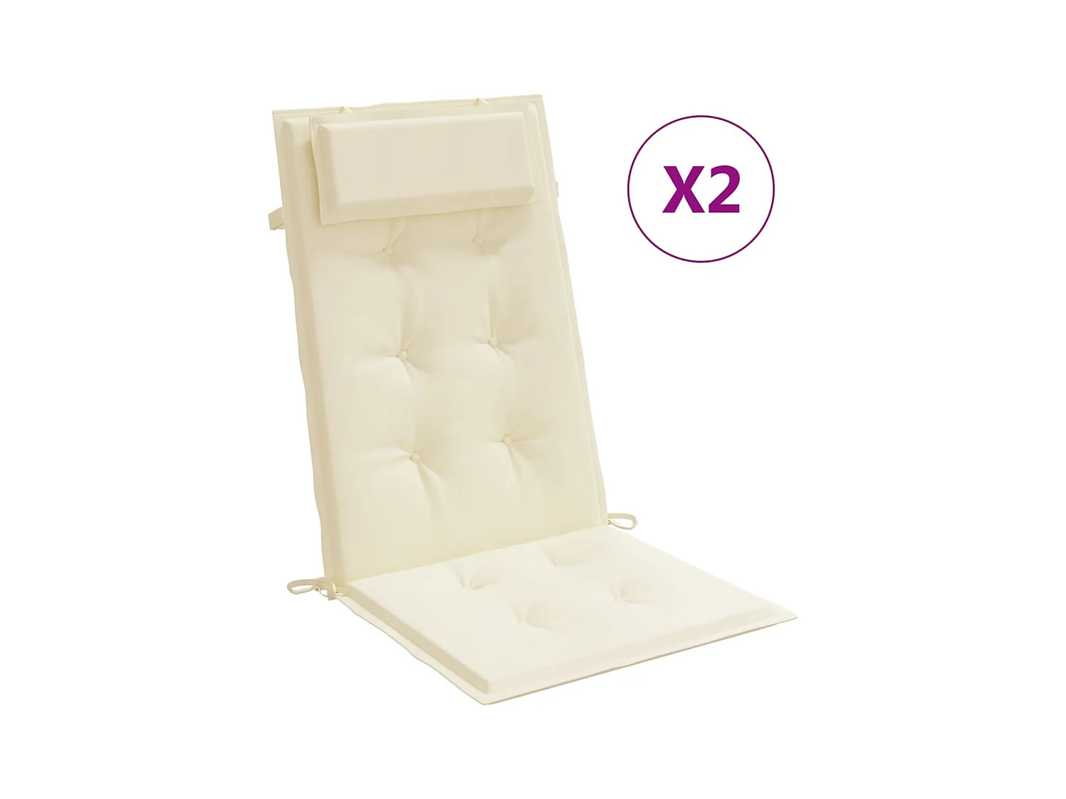 Almofadões p/ cadeira encosto alto 2pcs tecido oxford cor creme PT997782