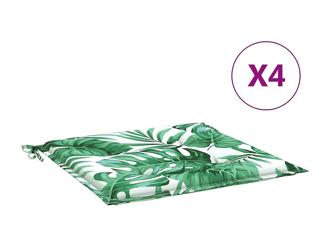Coussins de chaise Lot de 4 motif de feuilles 40x40x3 cm tissu OFR72916