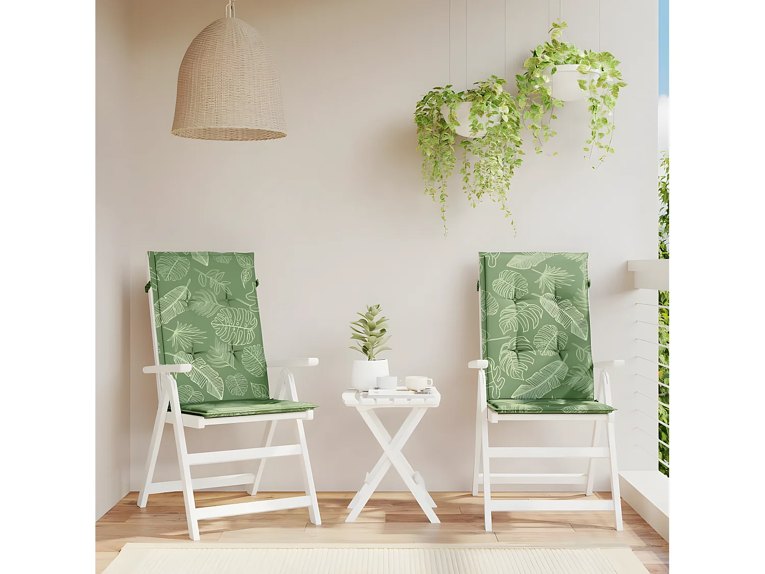 Coussins de chaise à dossier haut 2 pcs modèle de feuille tissu OFR47975