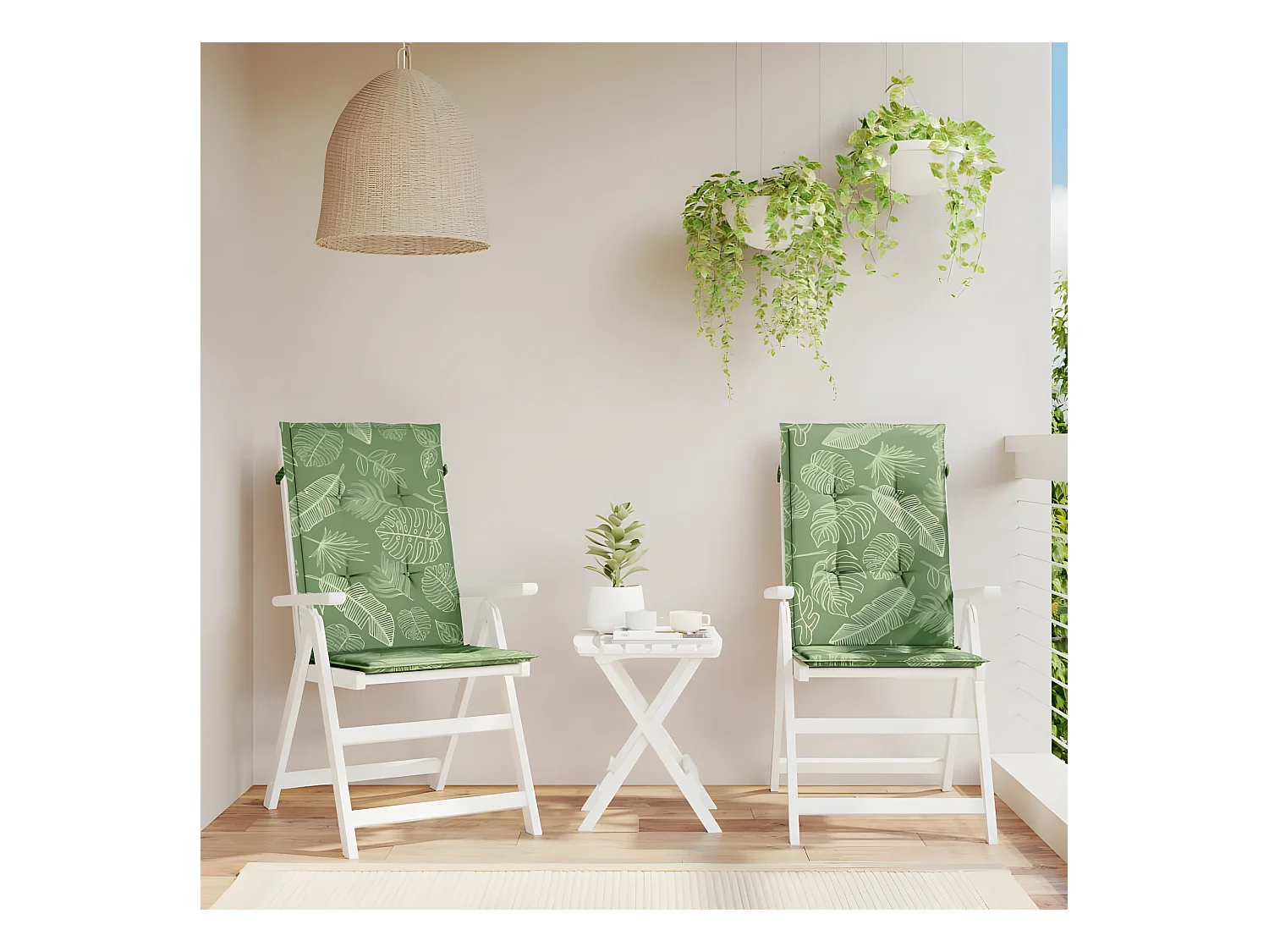 Coussins de chaise à dossier haut 2 pcs modèle de feuille tissu OFR47975