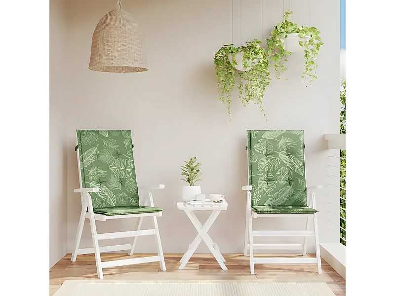 Coussins de chaise à dossier haut 2 pcs modèle de feuille tissu OFR47975