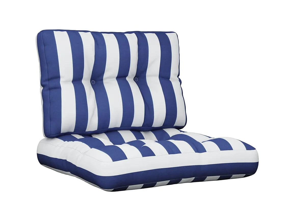 Palletkussens 2 st stof gestreept wit en blauw NL170783