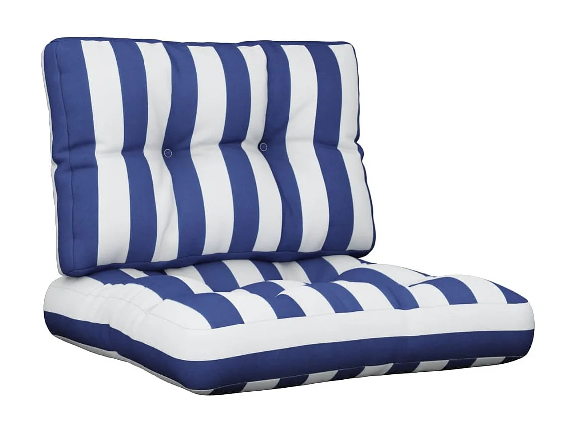 Coussins de palette 2 pcs rayures bleues/blanches tissu OFR61070