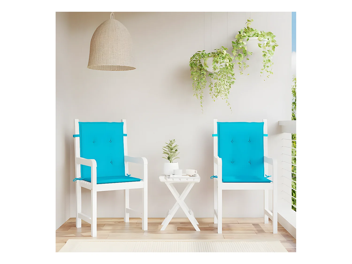 Coussins de chaise à dossier bas 2 pcs turquoise tissu OFR21162