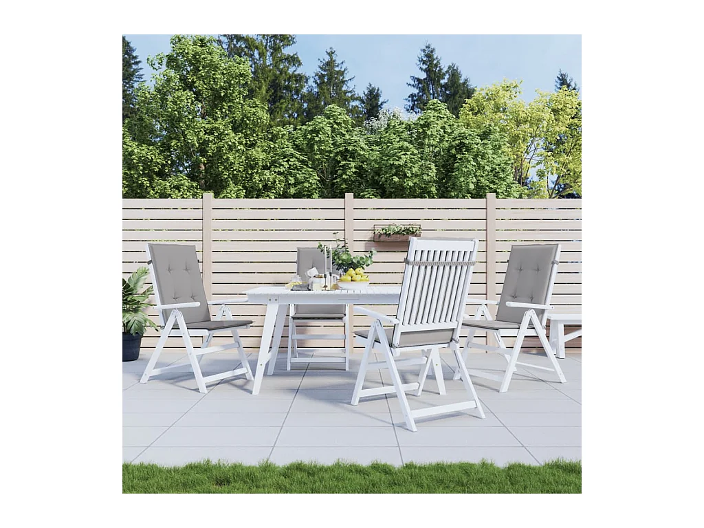 Coussins de chaise de jardin à dossier haut Lot de 4 gris tissu OFR23843