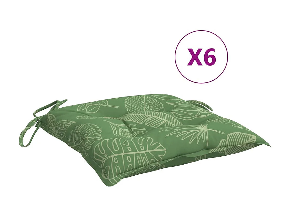 Almofadões p/ cadeira 6 pcs 50x50x7 cm tecido padrão folhas PT842884