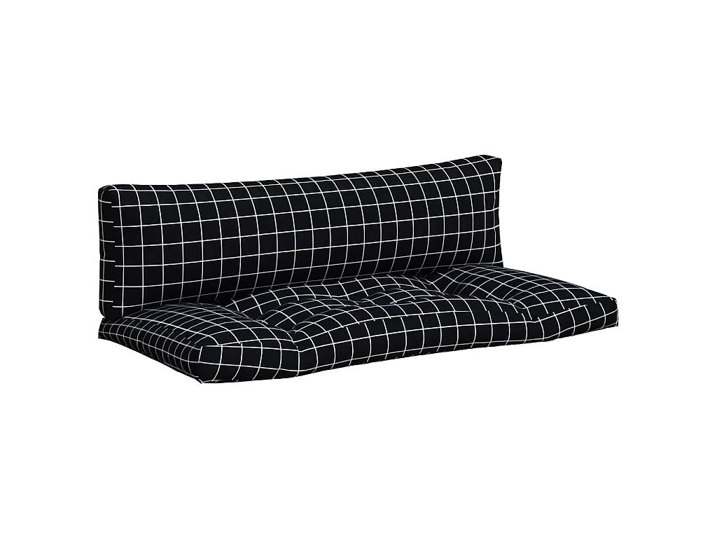 Coussins de palette 2 pcs motif à carreaux noir tissu Oxford OFR94063