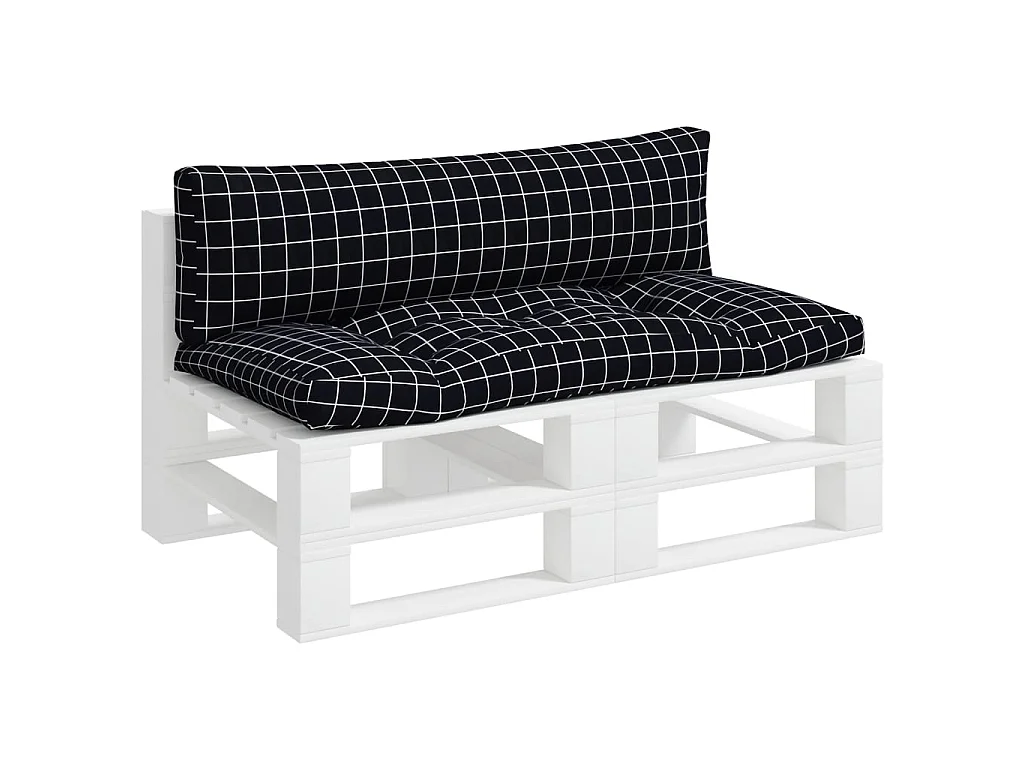 Coussins de palette 2 pcs motif à carreaux noir tissu Oxford OFR94063