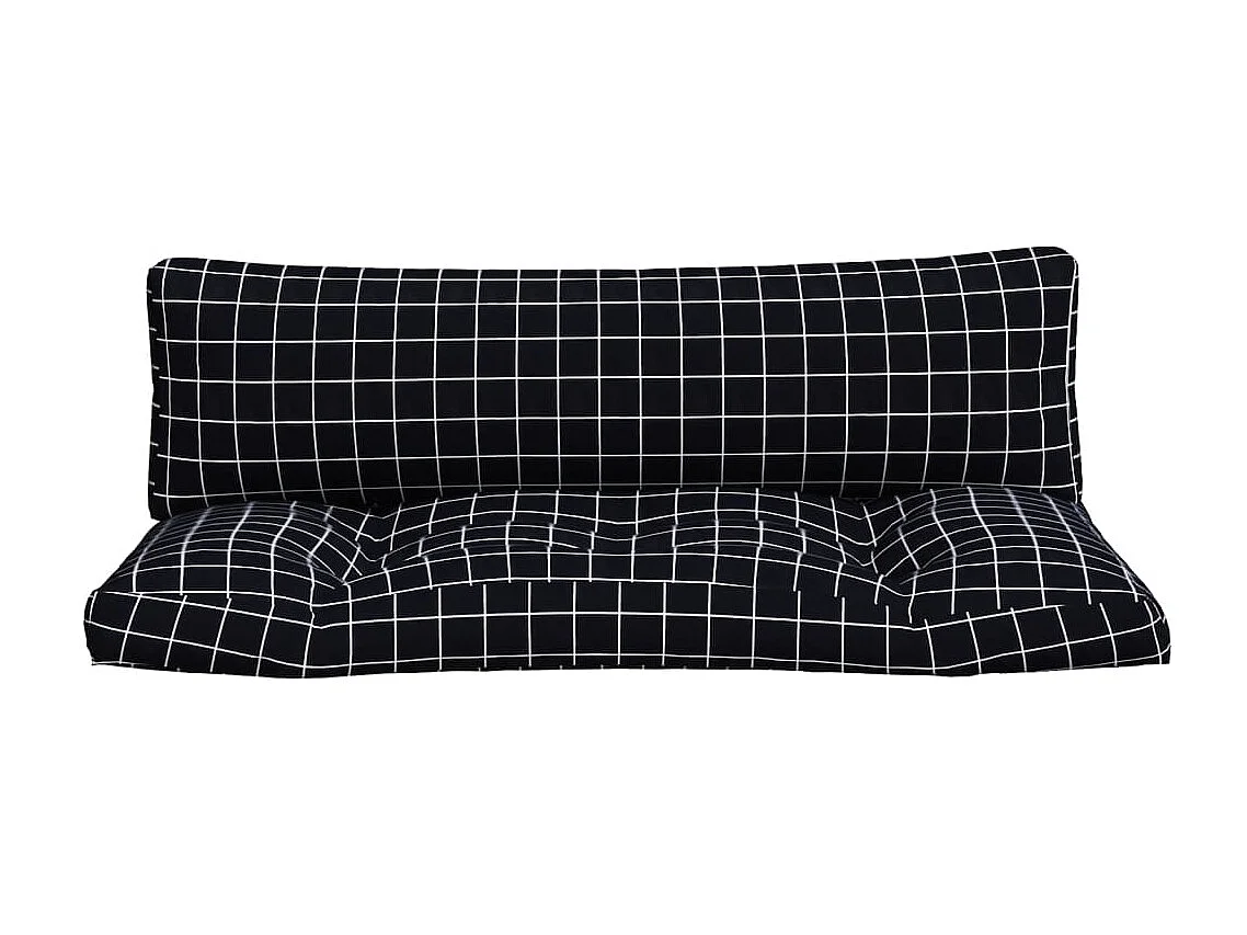 Coussins de palette 2 pcs motif à carreaux noir tissu Oxford OFR94063