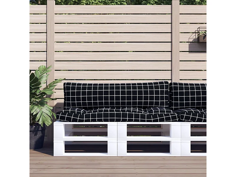 Coussins de palette 2 pcs motif à carreaux noir tissu Oxford OFR94063