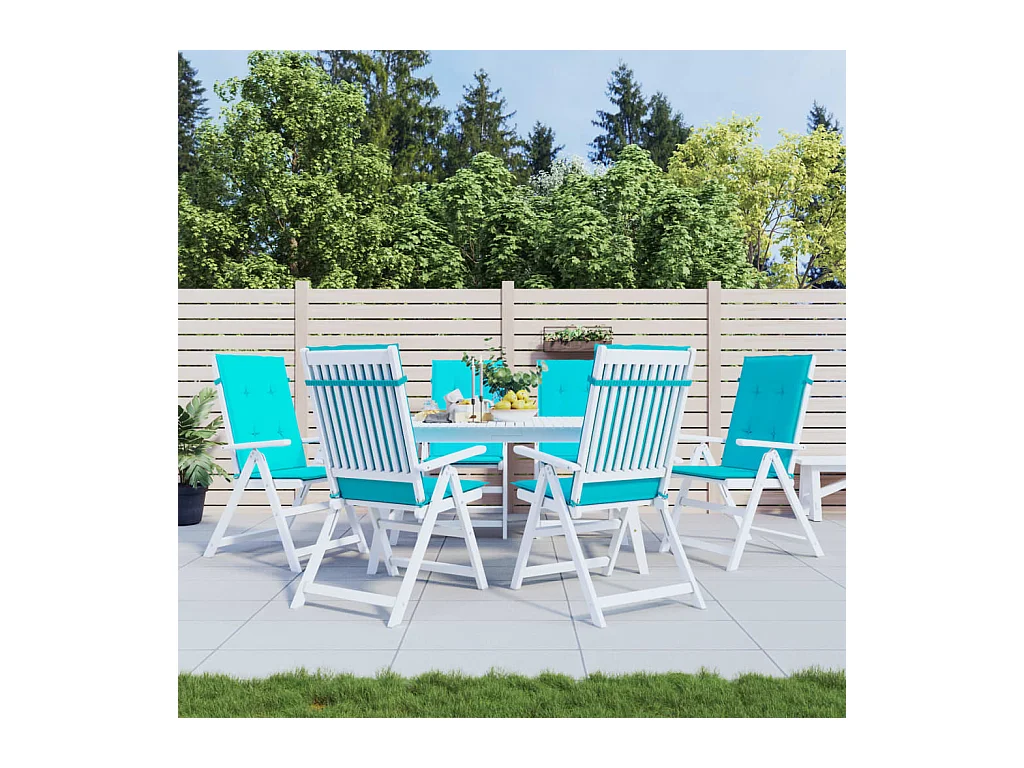 Coussins de chaise à dossier haut 6 pcs turquoise tissu OFR86206