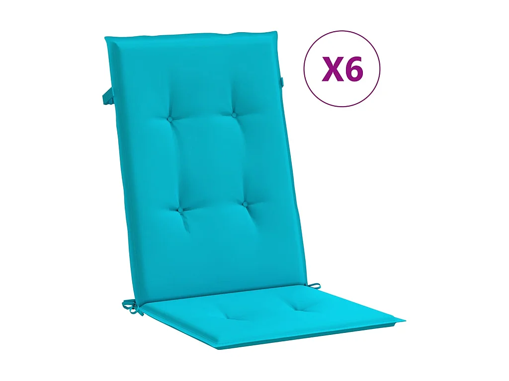 Coussins de chaise à dossier haut 6 pcs turquoise tissu OFR86206