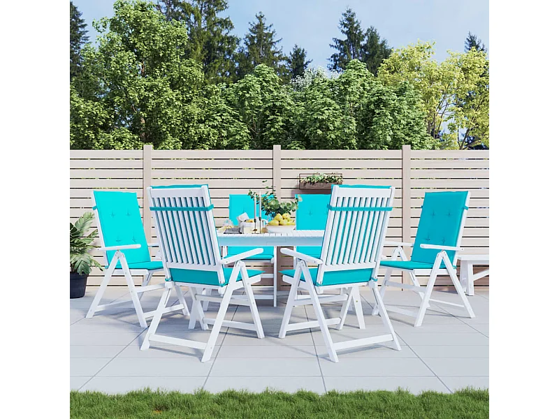 Coussins de chaise à dossier haut 6 pcs turquoise tissu OFR86206