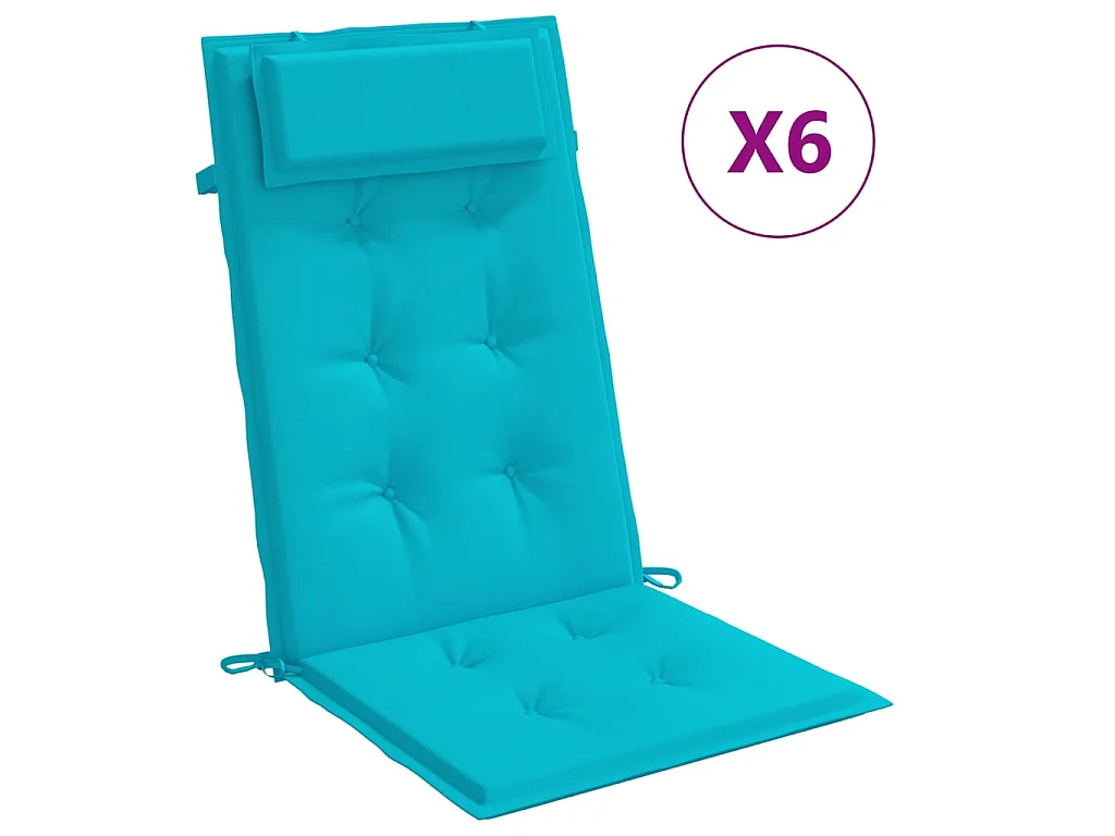 Coussins de chaise à dossier haut Lot de 6 turquoise OFR39108