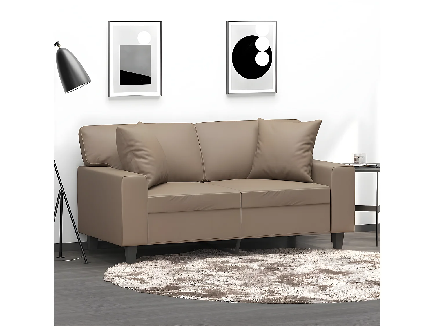 Coussins décoratifs 2 pcs Cappuccino 40x40 cm Similicuir OFR96092