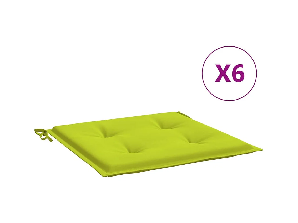 Coussins de chaise de jardin 6 pcs vert vif 50x50x3 cm OFR82337