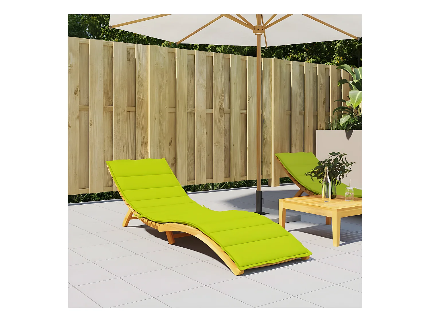 Coussin de chaise longue vert vif 200x60x3 cm tissu oxford OFR39243