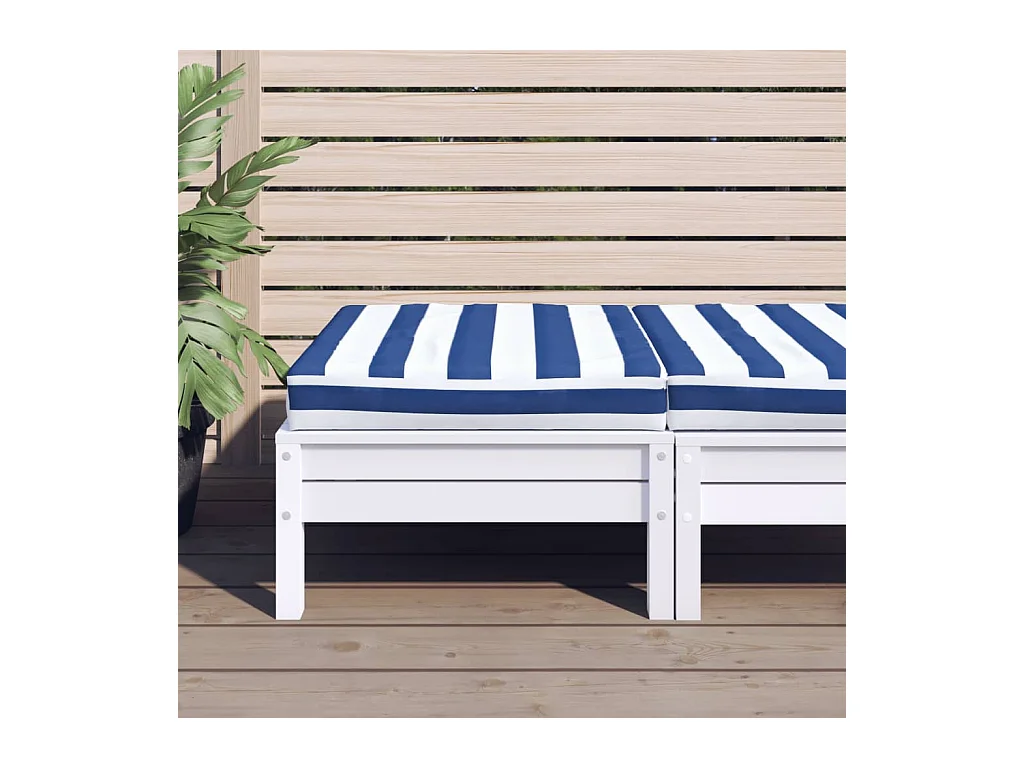 Coussin de palette rayure bleue/blanche 60x60x8 cm tissu OFR99387