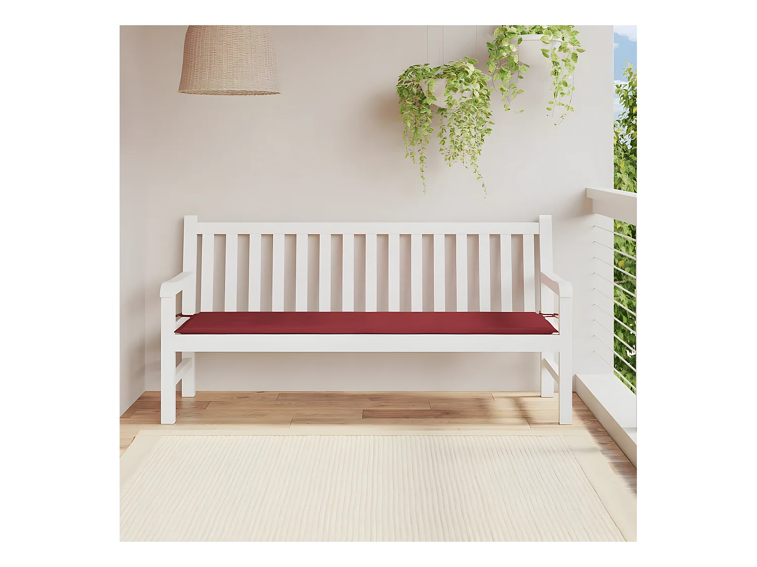 Coussin de banc de jardin rouge bordeaux 180x50x3 cm OFR10946