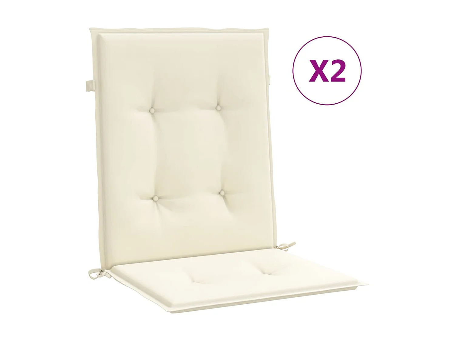 Tuinstoelkussen lage rug 2 st 100x50x3 cm oxford stof crème NL551464