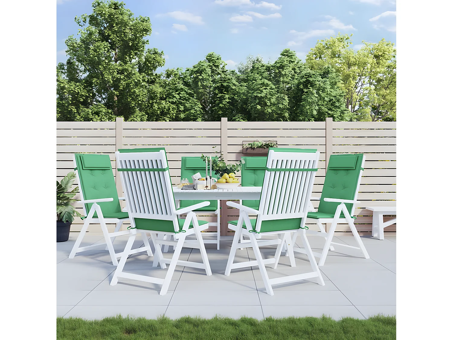 Coussins de chaise à dossier haut Lot de 6 vert tissu oxford OFR60521