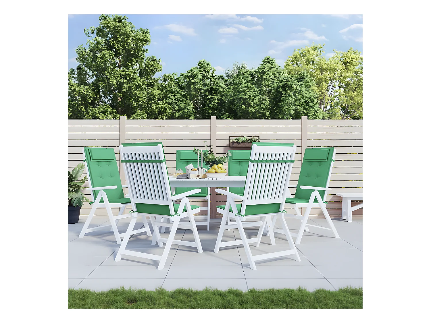 Coussins de chaise à dossier haut Lot de 6 vert tissu oxford OFR60521