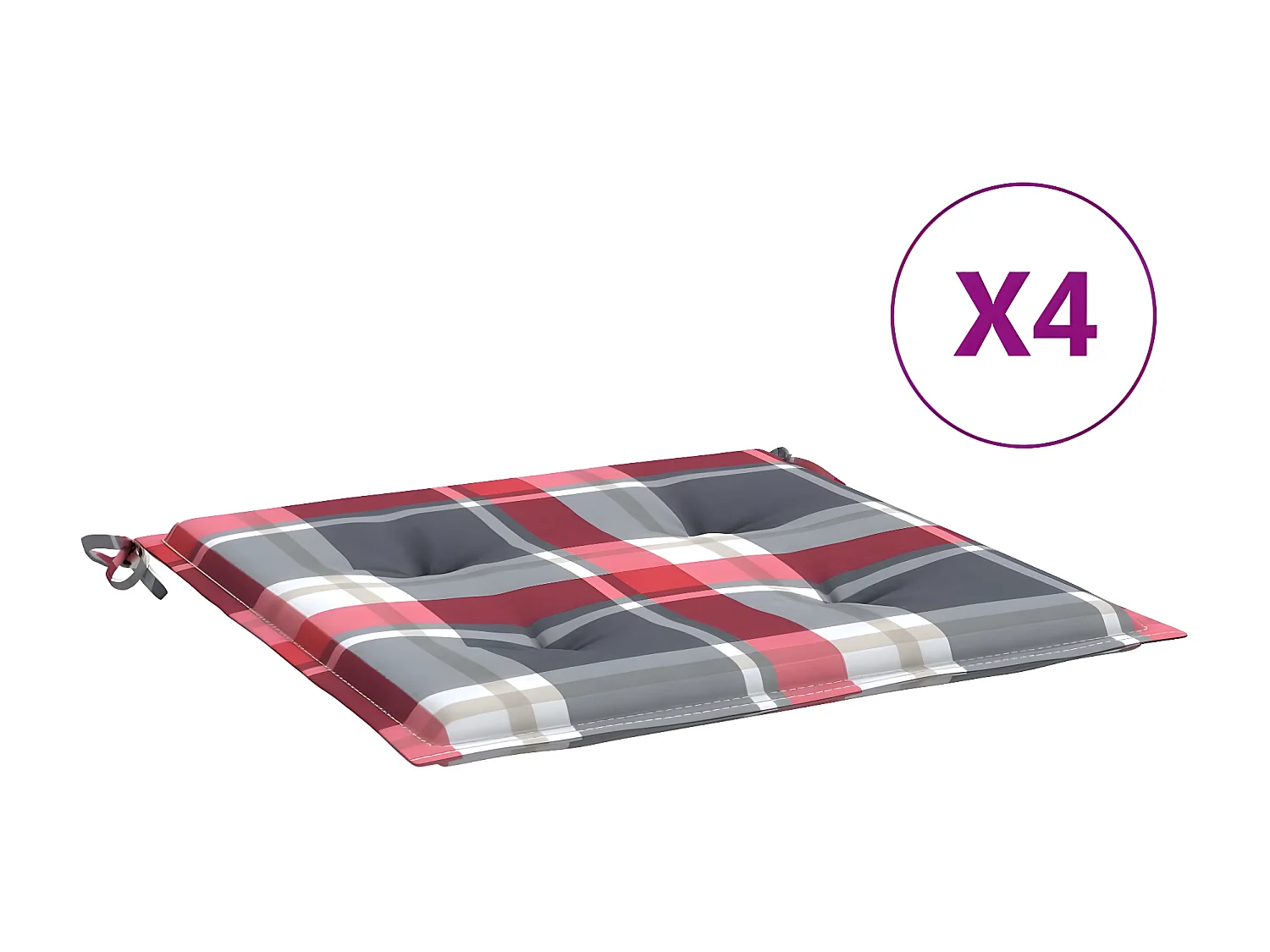 Coussins de chaise de jardin 4 pcs carreaux rouges 50x50x3 cm OFR67383