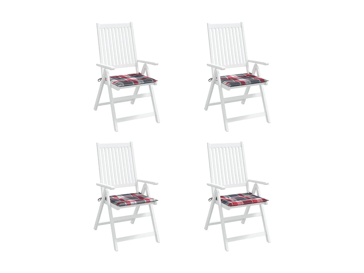 Coussins de chaise de jardin 4 pcs carreaux rouges 50x50x3 cm OFR67383